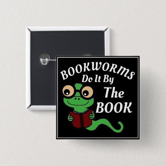 Boekenworm Humor Vierkante Button 5,1 Cm (Voorkant /achterkant)