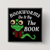 Boekenworm Humor Vierkante Button 5,1 Cm (Voorkant)