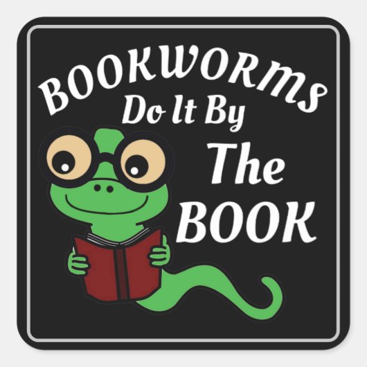 Boekenworm Humor Vierkante Sticker (Voorkant)