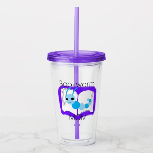 Boekenworm mama acryl drinkbeker (Voorkant)