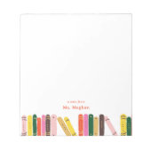 Boekenworm notitie van Teacher Custom Notitieblok (Voorkant)