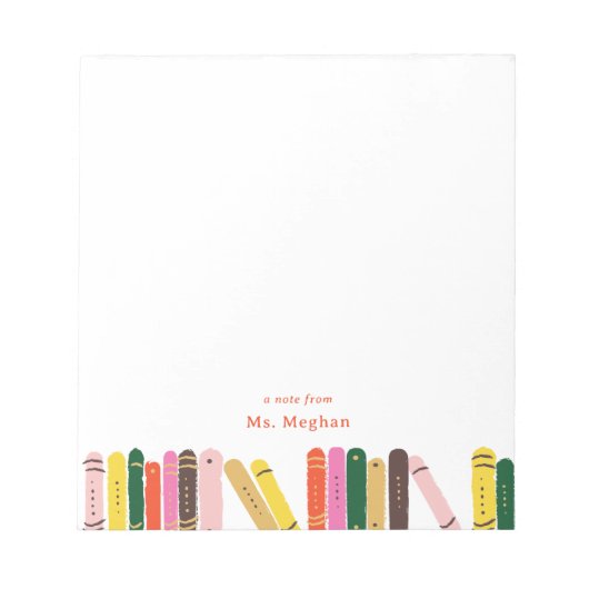 Boekenworm notitie van Teacher Custom Notitieblok (Voorkant)