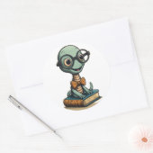 Boekenworm Scholar Sticker - Rond ontwerp (Envelop)