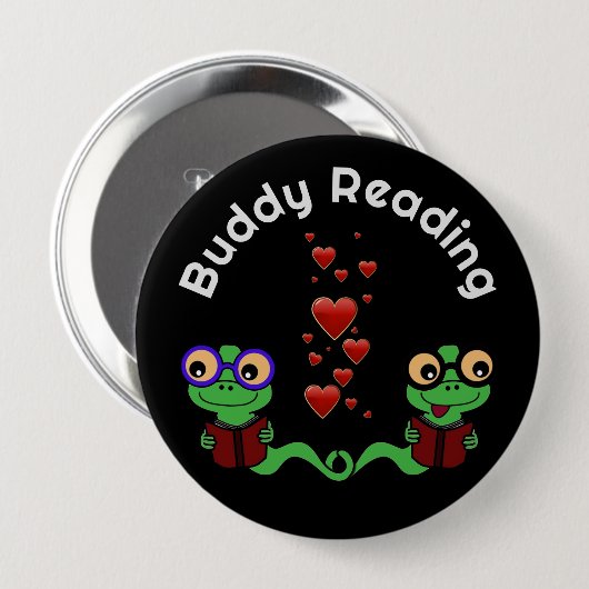 Boekenwormen Buddy Reading Ronde Button 4,0 Cm (Voorkant /achterkant)