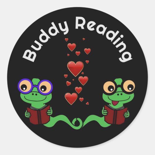 Boekenwormen Buddy Reading Ronde Sticker (Voorkant)
