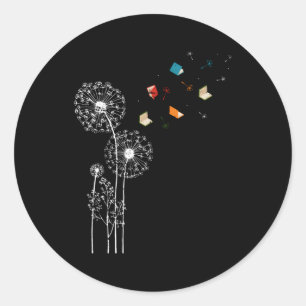 Boekenwurm Bibliotheek Boek Paardenbloem Lezen Ronde Sticker