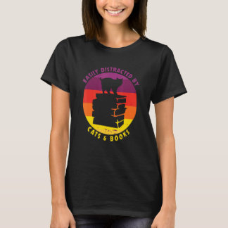 Boekenwurm Boek Kat Gemakkelijk Afgeleid Door Kat T-shirt