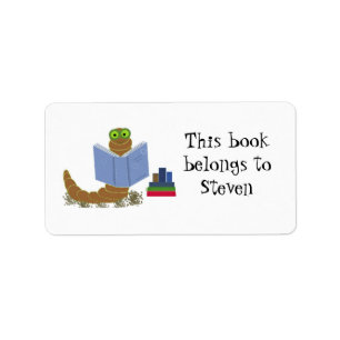 Boekenwurm die boeken leest etiket