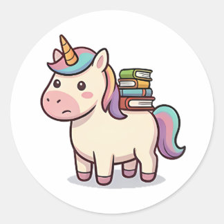Boekenwurm Eenhoorn Ronde Sticker