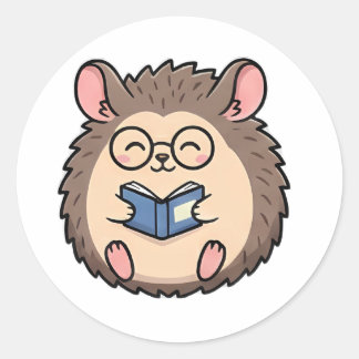 Boekenwurm Egel Ronde Sticker