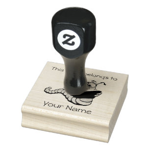 Boekenwurm ex libris ontwerp houten stempel