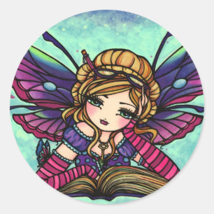 Boekenwurm Fairy Library Fantasy Art Stickers