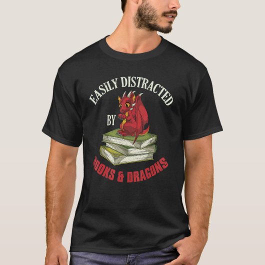 Boekenwurm Fantasy Dier Boek Draak Bibliothecaris  T-shirt (Voorkant)