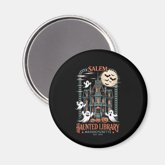 Boekenwurm Halloween Shirt Haunted Library Magneet (Voorkant / Achterkant)