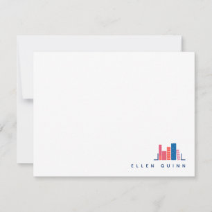 Boekenwurm in Blauwe Notitiekaart Notitiekaartje