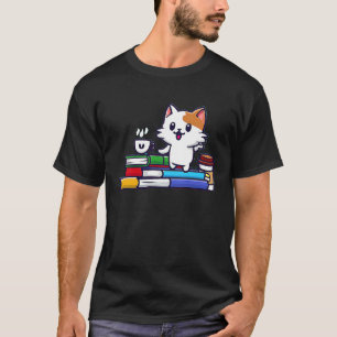 Boekenwurm Kat Schattige Katachtige en Koffie T-shirt