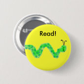 Boekenwurm Ronde Button 5,7 Cm (Voorkant /achterkant)