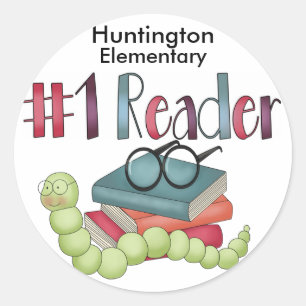 Boekenwurm Star Reader - SRF Ronde Sticker