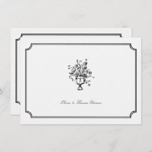 Boeket Art Sketch Lijst Trouwpaar Notitiekaartje