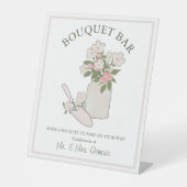 Boeket Bar Bouw je eigen bloemen Bruiloft Reclamebord Met Voetstuk (Voorkant)
