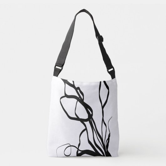 Boeket Blanc: Abstract Wit & Zwart Crossbody Tas (Voorkant)