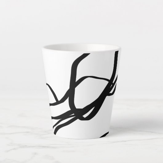 Boeket Blanc: Abstract Wit & Zwart Latte Mok (Voorkant)