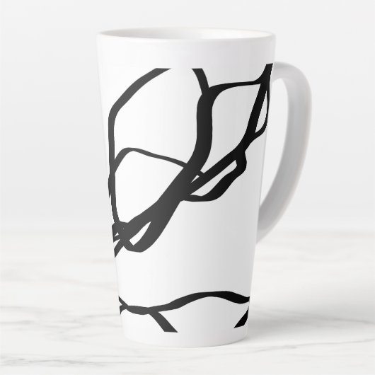 Boeket Blanc: Abstract Wit & Zwart Latte Mok (Rechterhoek)