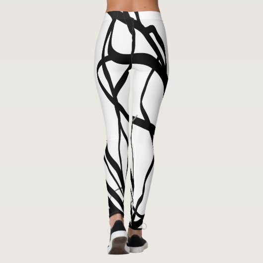 Boeket Blanc: Abstract Wit & Zwart Leggings (Achterkant)
