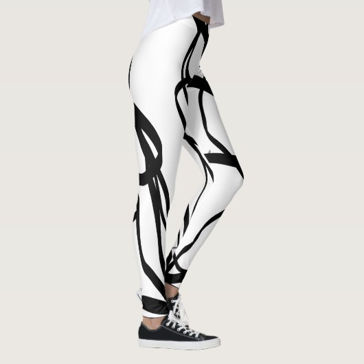 Boeket Blanc: Abstract Wit & Zwart Leggings (Rechts)