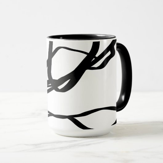 Boeket Blanc: Abstract Wit & Zwart Mok (Voorkant rechts)