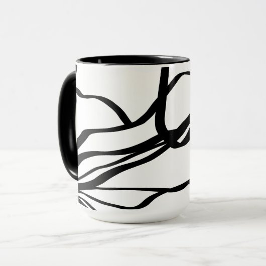 Boeket Blanc: Abstract Wit & Zwart Mok (Voorkant links)