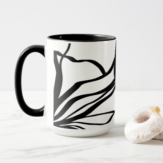 Boeket Blanc: Abstract Wit & Zwart Mok (Met donut)