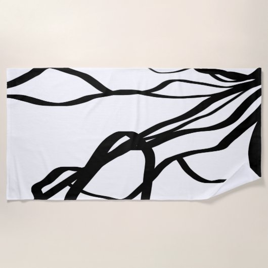 Boeket Blanc: Abstract Wit & Zwart Strandlaken (Voorkant)