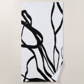 Boeket Blanc: Abstract Wit & Zwart Strandlaken (Voorkant)