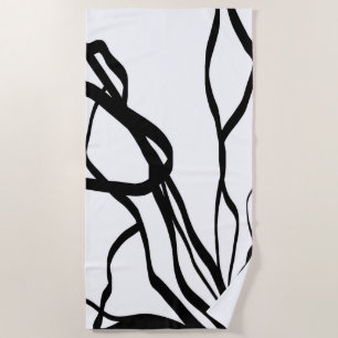 Boeket Blanc: Abstract Wit & Zwart Strandlaken