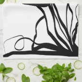 Boeket Blanc: Abstract Wit & Zwart Theedoek (Gevouwen)