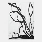 Boeket Blanc: Abstract Wit & Zwart Theedoek (Verticaal)