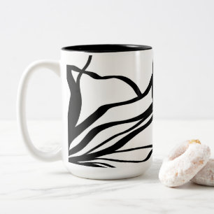 Boeket Blanc: Abstract Wit & Zwart Tweekleurige Koffiemok