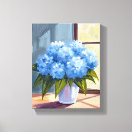 Boeket blauwe hortensia bloemschildering canvas afdruk