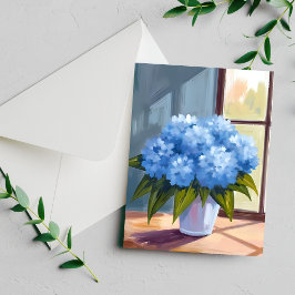 Boeket Blauwe Hortensia Bloemschildering Kaart