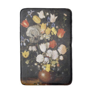 Boeket bloemen in een aardewerken vaas (1610) badmat