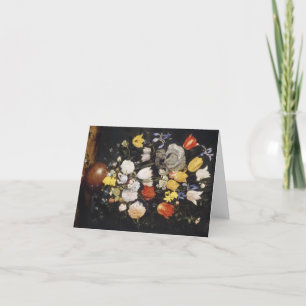 Boeket bloemen in een aardewerken vaas (1610) feestdagen kaart