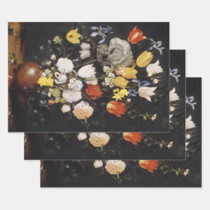 Boeket bloemen in een aardewerken vaas (1610) inpakpapier vel