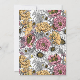 Boeket bloemen- rozen, pioenrozen, madeliefjes en 