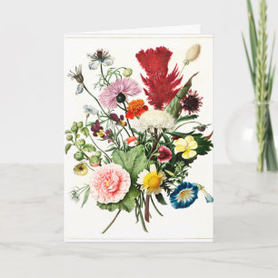 Boeket Bloemen vintage illustratie Kaart