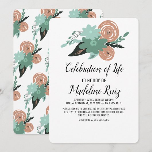 Boeket Bloemige Klaprozen Viering Van Het Leven Kaart (Voorkant / Achterkant)