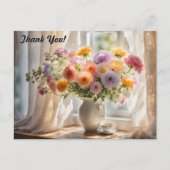 Boeket en Theekop Ochtend Briefkaart (Voorkant)