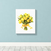 Boeket gele tulpen bloembloem canvas afdruk (Insitu (Houten vloer))