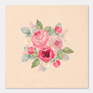 Boeket geschilderde roze rozen behang