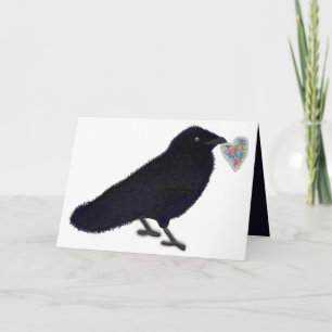 Boeket met betoverende kraaienhart feestdagen kaart